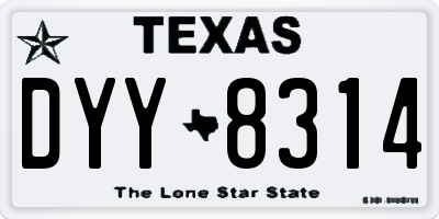 TX license plate DYY8314