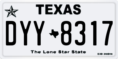 TX license plate DYY8317