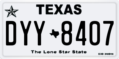 TX license plate DYY8407