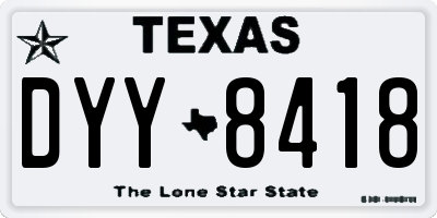 TX license plate DYY8418