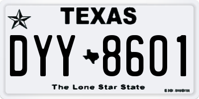 TX license plate DYY8601