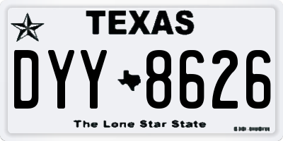 TX license plate DYY8626