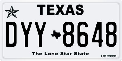 TX license plate DYY8648