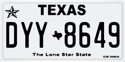 TX license plate DYY8649