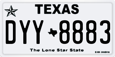 TX license plate DYY8883