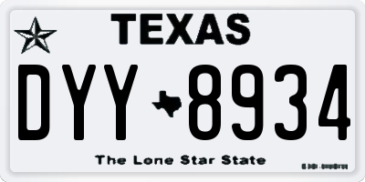 TX license plate DYY8934