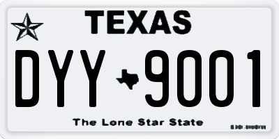 TX license plate DYY9001