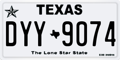 TX license plate DYY9074