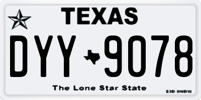 TX license plate DYY9078