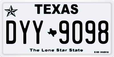 TX license plate DYY9098