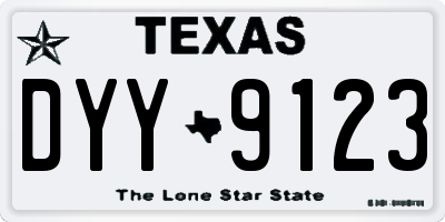 TX license plate DYY9123