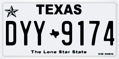 TX license plate DYY9174