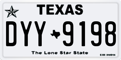 TX license plate DYY9198