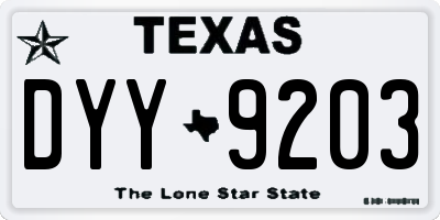 TX license plate DYY9203