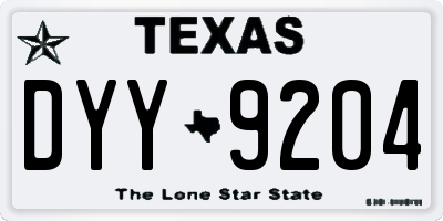 TX license plate DYY9204