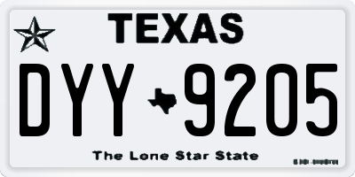 TX license plate DYY9205
