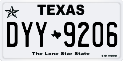 TX license plate DYY9206