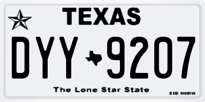 TX license plate DYY9207
