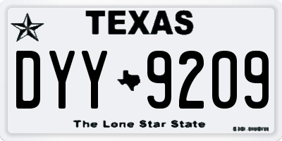 TX license plate DYY9209