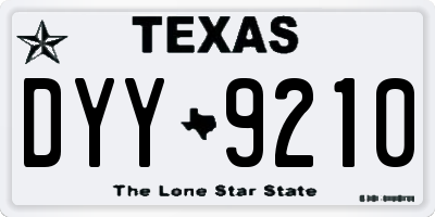 TX license plate DYY9210