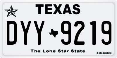 TX license plate DYY9219