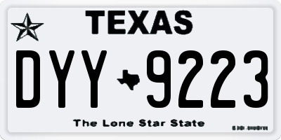 TX license plate DYY9223