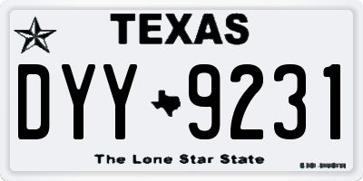 TX license plate DYY9231