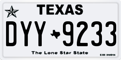 TX license plate DYY9233