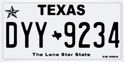 TX license plate DYY9234