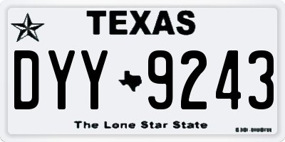 TX license plate DYY9243