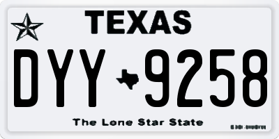 TX license plate DYY9258
