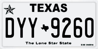 TX license plate DYY9260