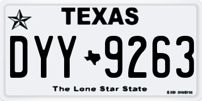 TX license plate DYY9263