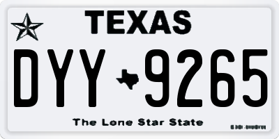 TX license plate DYY9265