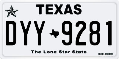TX license plate DYY9281