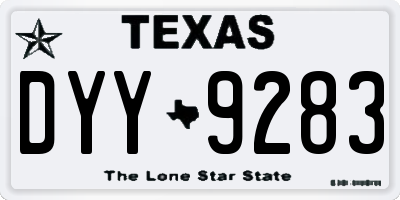 TX license plate DYY9283