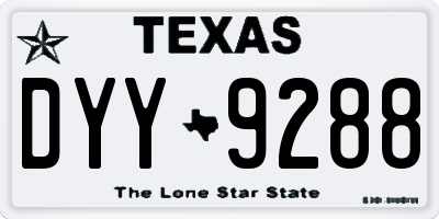 TX license plate DYY9288
