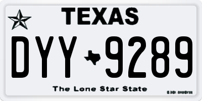 TX license plate DYY9289