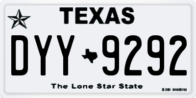 TX license plate DYY9292