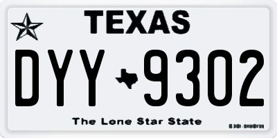 TX license plate DYY9302
