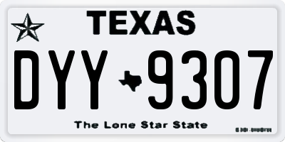 TX license plate DYY9307