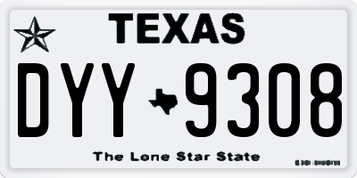 TX license plate DYY9308
