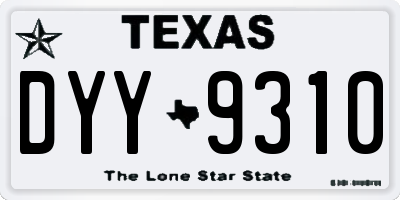 TX license plate DYY9310
