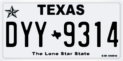 TX license plate DYY9314