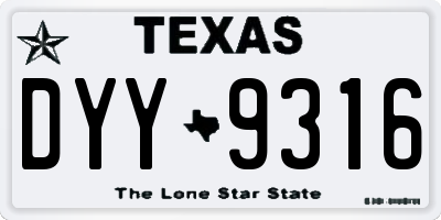TX license plate DYY9316