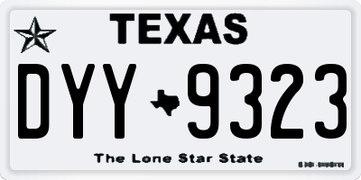 TX license plate DYY9323