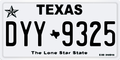 TX license plate DYY9325