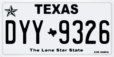 TX license plate DYY9326