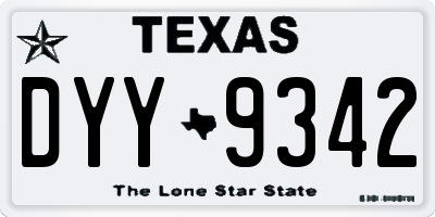 TX license plate DYY9342