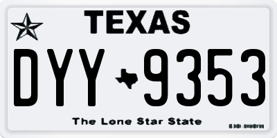 TX license plate DYY9353